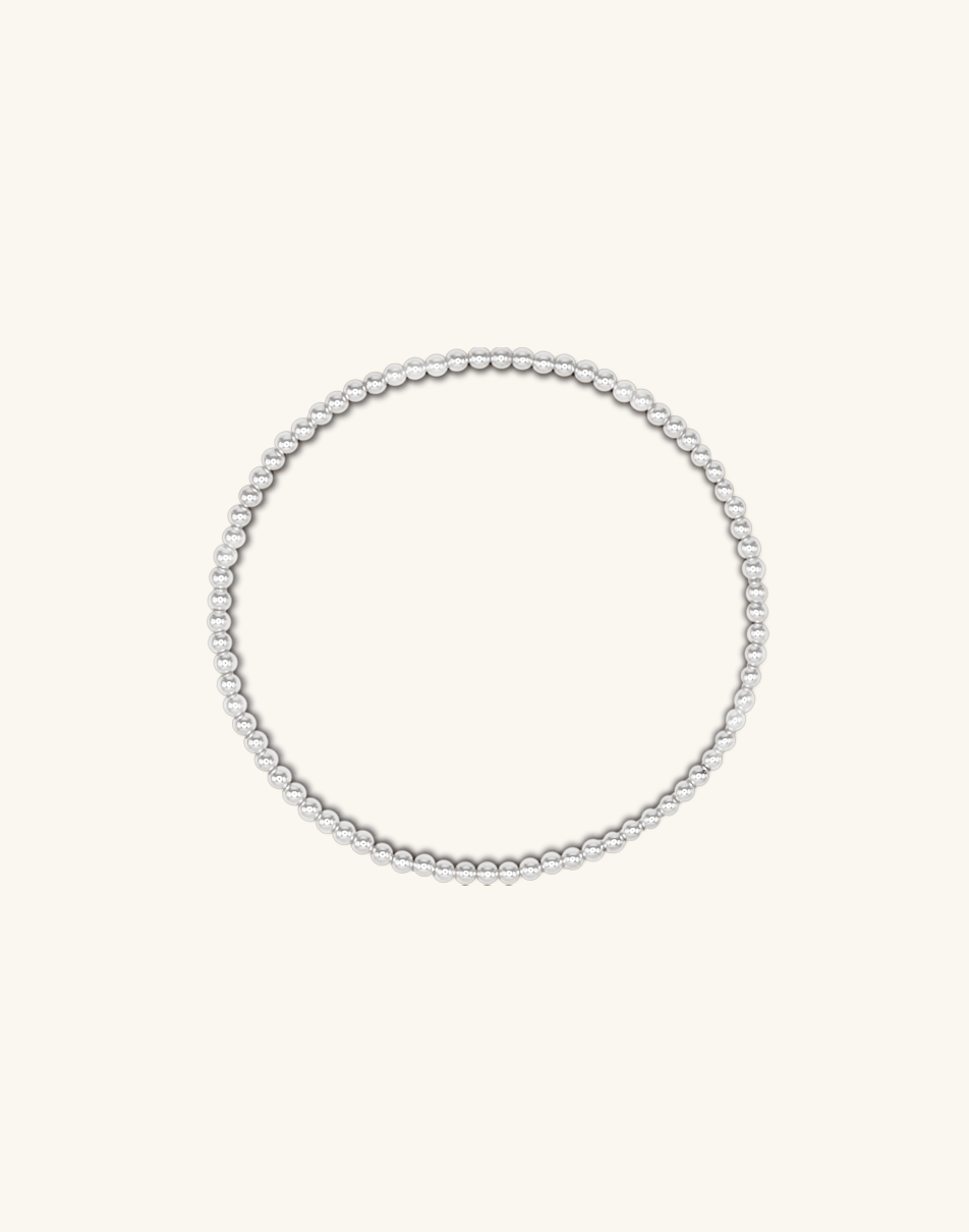 2.5MM Silver Beaded Stretch Bracelet Beaded Silver Stretch Bracelet.