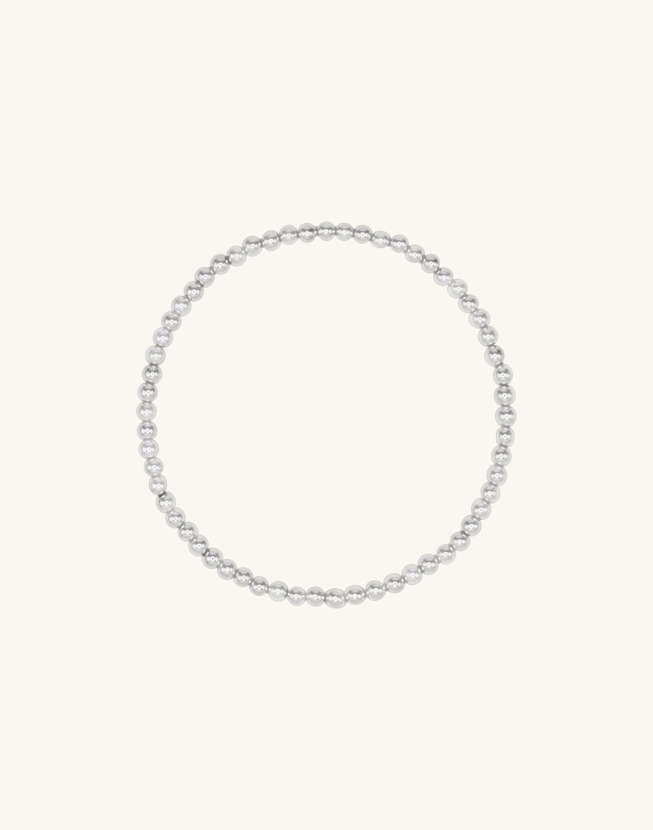3MM Silver Beaded Stretch Bracelet Beaded Silver Stretch Bracelet.